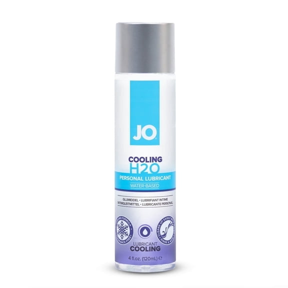JO Cooling H2O Personal Lubricant, Water-Based Lube with Peppermint Leaf Extract for Tingling Sensation, 4 fl oz