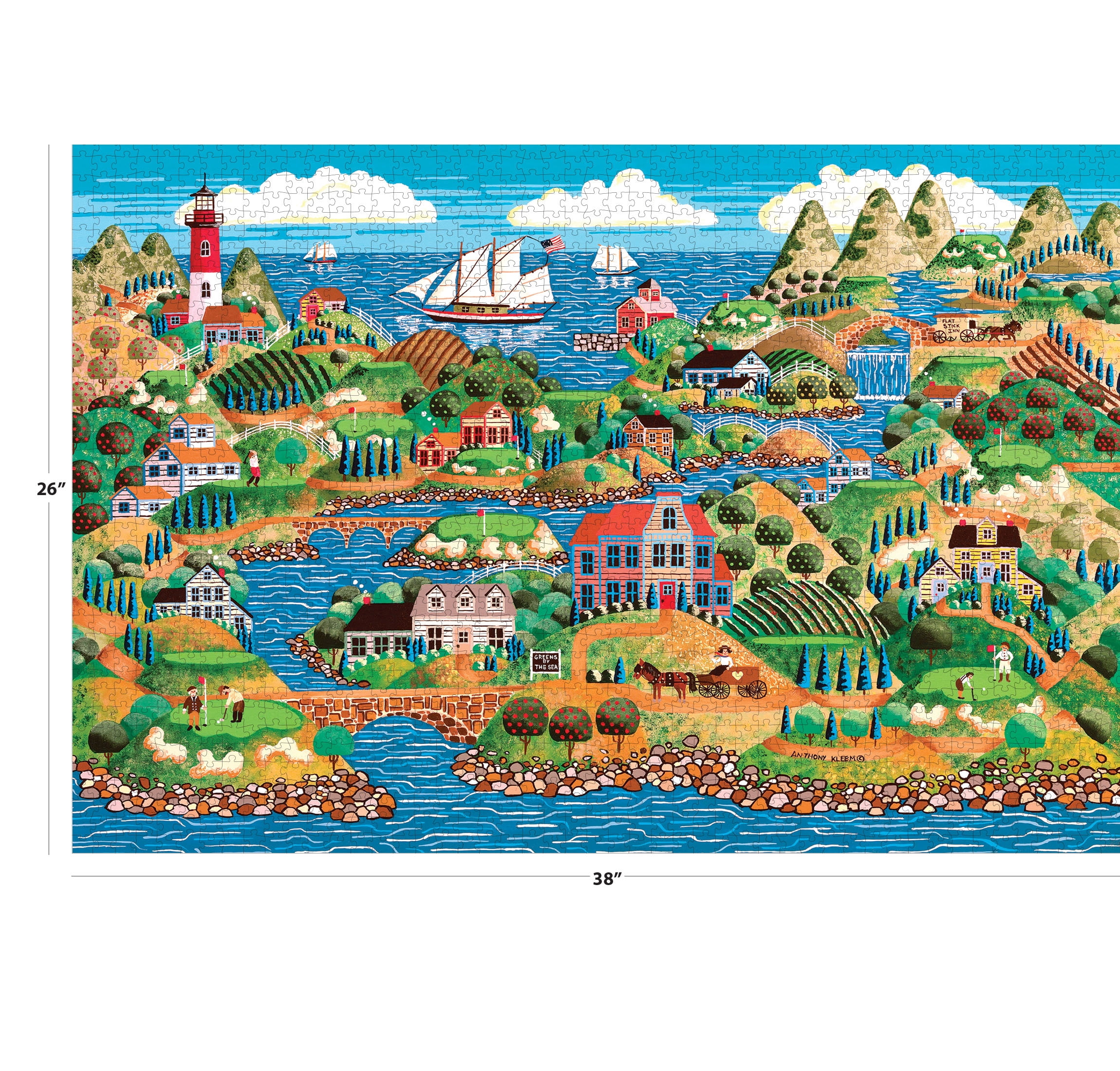 RoseArt Colorluxe 2000-Piece Green by the Sea Adult Interlocking Jigsaw Puzzle