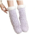 thumbnail image 2 of Viluyesy Womens Fuzzy Slipper Socks, Cozy Fluffy Cute Thicken Warm Soft Winter Home Sleeping Socks Purple, 2 of 5