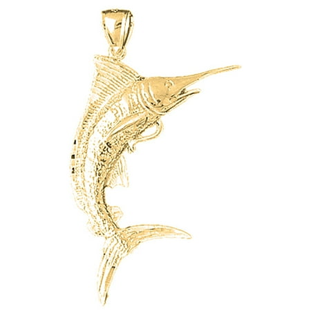 10K Yellow Gold Marlin Pendant - 50 mm