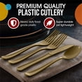 thumbnail image 3 of Exquisite Heavyweight Metallic Gold Plastic Forks, Spoons & Knives Assortment, Medium Size, 24 Count, 3 of 6