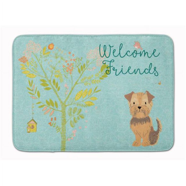 Carolines Treasures BB7642RUG Welcome Friends Yorkie Natural Ears Machine Washable Memory Foam Mat