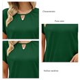 thumbnail image 4 of Camiseta de manga corta XXL verde sencilla, cómoda y elegante con escote recortado, 4 of 5