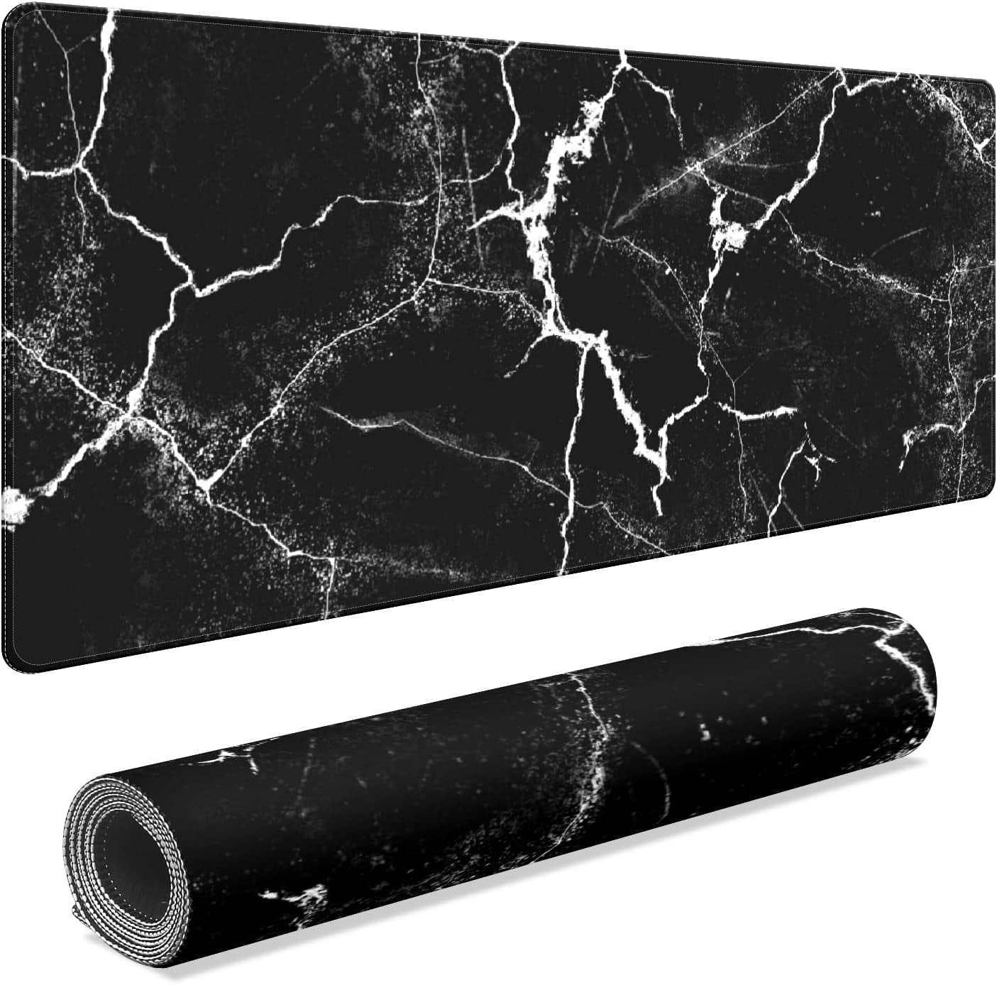 Black Marble Marble Desk Mat, Desk Accessory, Cute Workspace, Trendy Workspace, Trendy, 35.4x15.7in Large Gaming Mouse Pad, Cute Desk Topper, Pretty Desk Pad