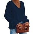 thumbnail image 5 of Blusa con cuello en V elegante blusa de manga larga con volantes color puro informal para fiestas de citas ANGGREK  Otros, 5 of 5