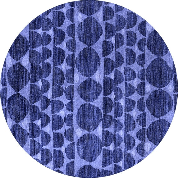 Ahgly Company Indoor Round Abstract Blue Modern Area Rugs, 3' Round