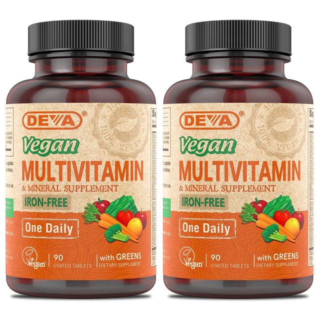 Suplemento multivitamínico vegano DEVA, 90 comprimidos (paquete de 2)
