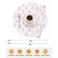 thumbnail image 6 of 13 Inch Round Placemats Set of 6, Christmas Tree Non Slip Heat Insulation PP Table Mats, Xmas Pink Cartoon Tree Snowflakes Farmhouse Washable Place Mats for Kitchen Dining Party Table Decor, 6 of 7