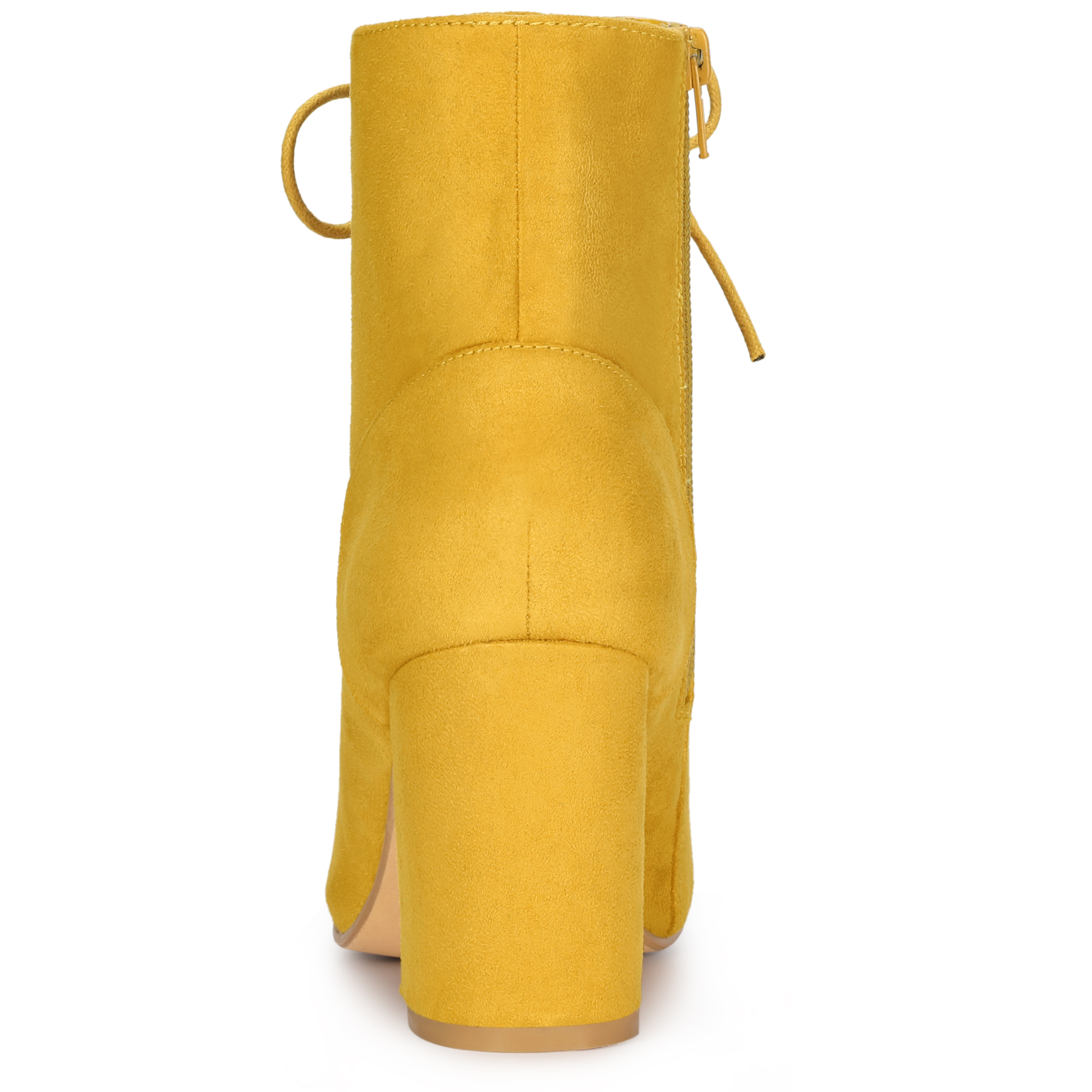 DARING DIVA Round Toe Lace Up Boots Chunky Heels Yellow 6
