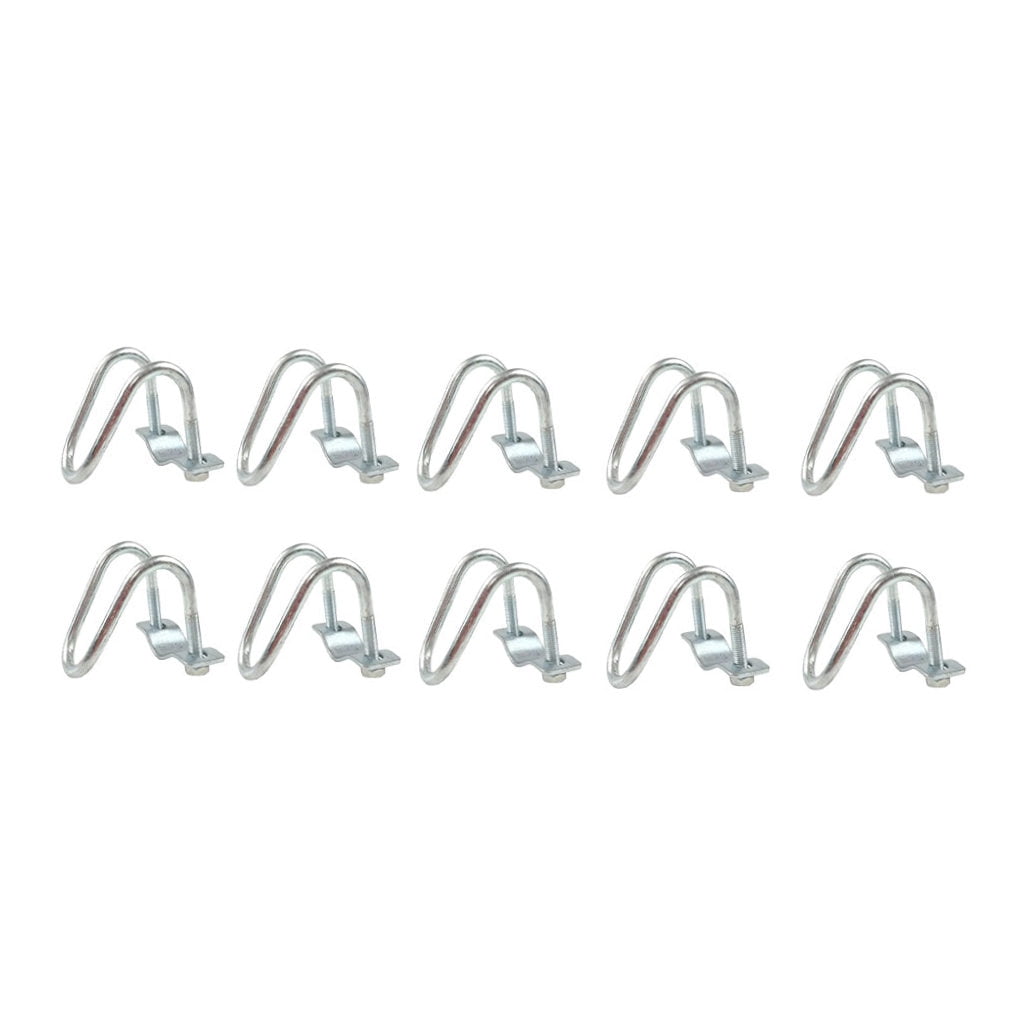 HEMOTON  10 Pcs U-shaped Pipe Clamp for Cross Tube Two Holes Clip Clamps The Tubes Silver