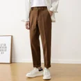 thumbnail image 3 of Pantalones de traje de cintura alta para hombre, pantalones cortos de 9 pulgadas, talla grande, pantalones de verano para hombre, ropa de primavera, ropa de trabajo de moda, pantalones de tela de lujo, 3 of 5