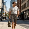 thumbnail image 6 of CCRFTGI Mens Shorts Cargo Casual Elastic Waist Work Shorts Loose Fit Hiking Short Drawstring Pants with Multi Pockets Coffee XL, 6 of 6