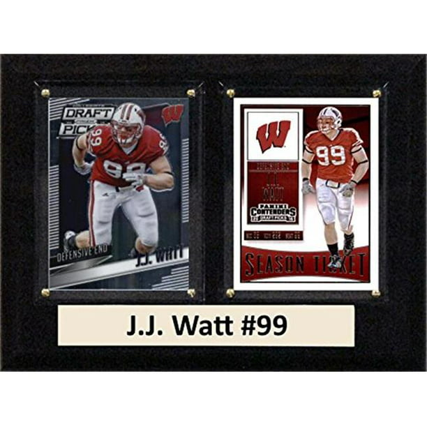 C & I Collectables 68WATTCO 6 x 8 in. JJ Watt NCAA Wisconsin Blaireaux Deux Plaque de Carte