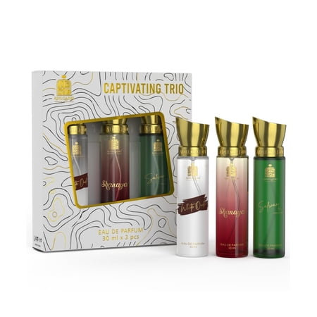 Adilqadri Captivating Trio Luxury Perfume Spray Gift Set For Men & Women Pack Of 3 X 30ml - 1.01 Fl.oz. Each | White Oudh + Shanaya + Safwan Eau De Parfum - Alcohol Free Long Lasting Unisex Perfume