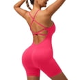 thumbnail image 2 of Workout Jumpsuit For Women Summer Outdoor Sleeveless One Piece Yoga Fitness Training Running Cycling Weekend Workout Wear Weekend Ready Look Clean Casual Finish Hot Pink M, 2 of 6