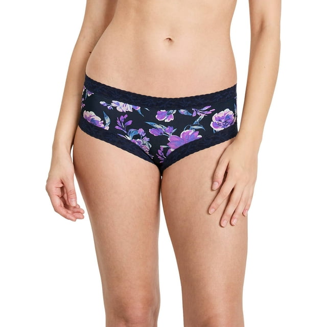 Jockey Culotte Hipster en Microfibre à Dentelle Extensible Douce