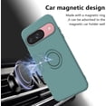 thumbnail image 5 of Compatible with Google Pixel 9 Case with Ring Kickstand Green, Google Pixel 9 Phone Case Silicone Liquid with Soft Microfiber Lining Slim Shockproof Protective Cover (Dark Green), 5 of 14