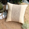 thumbnail image 5 of Pillow Covers, Ecru Shams, Jute Cord Pillow Shams, 24x24 inch (60x60 cm) Pillow Shams, Square Cotton Linen Pillow Sham, Contemporary Pillow Shams, Striped Pattern - Linen Memories, 5 of 13
