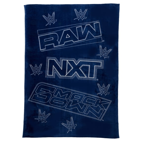 WWE Wrestling Kids Blue Print Fleece Bed Blanket, Twin/Full