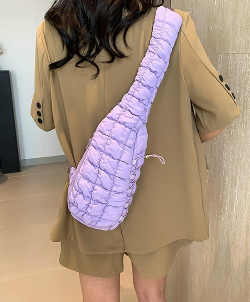 Puffer Belt Bag for Women Cute Waist Packs Crossbody Purse Padded Cross Body Hobo Shoulder Travel Purse Quilted Fanny Pack