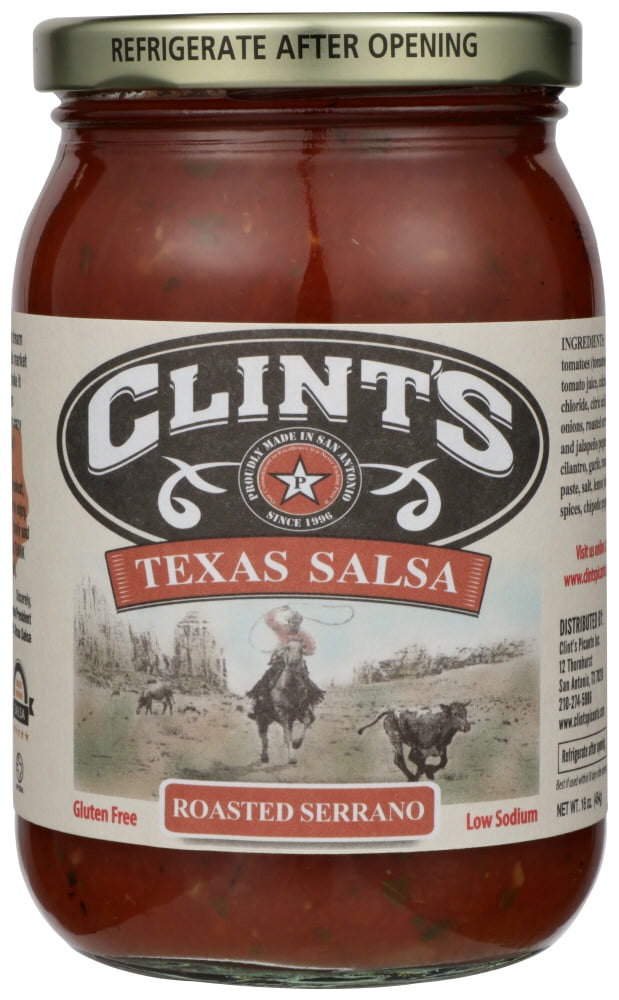 Clint'S Texas Salsa, Roasted Serrano, 16 Oz
