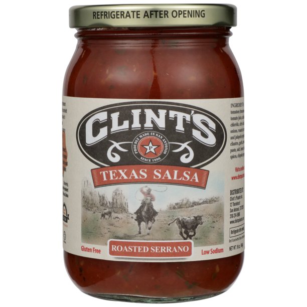 Clint'S Texas Salsa, Roasted Serrano, 16 Oz.