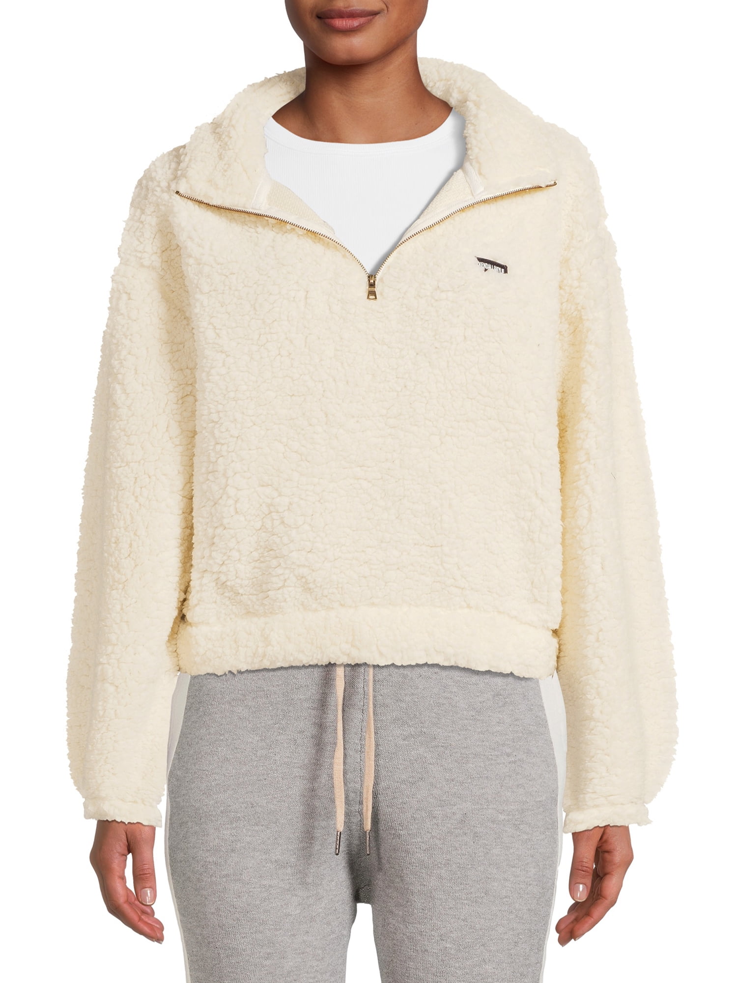 Kylie Juniors' Faux Sherpa Quarter-Zip 