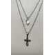 thumbnail image 3 of set de collar y aretes de acero quirurgico  y chapa de plata sin marca collar capas, 3 of 5