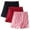 Pink, variant on Cameland 3PC Plus Size Pajama Shorts for Women Elastic Waist Comfy Lounge Shorts Soft Sleepwear Summer Shorts