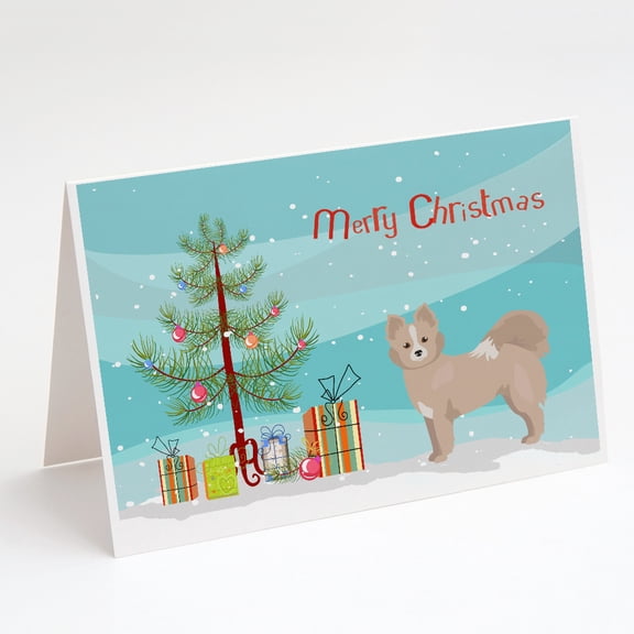 Tan Pomchi Christmas Tree Greeting Cards and Envelopes Pack of 8