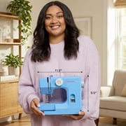 SINGER® M1000 Lightweight & Portable Sewing Machine + Accessories. 4 Built-In Stitches deliver 32 Stitch Applications | LED Light & Top drop-in bobbin for Hems | Great for Mending - Blue