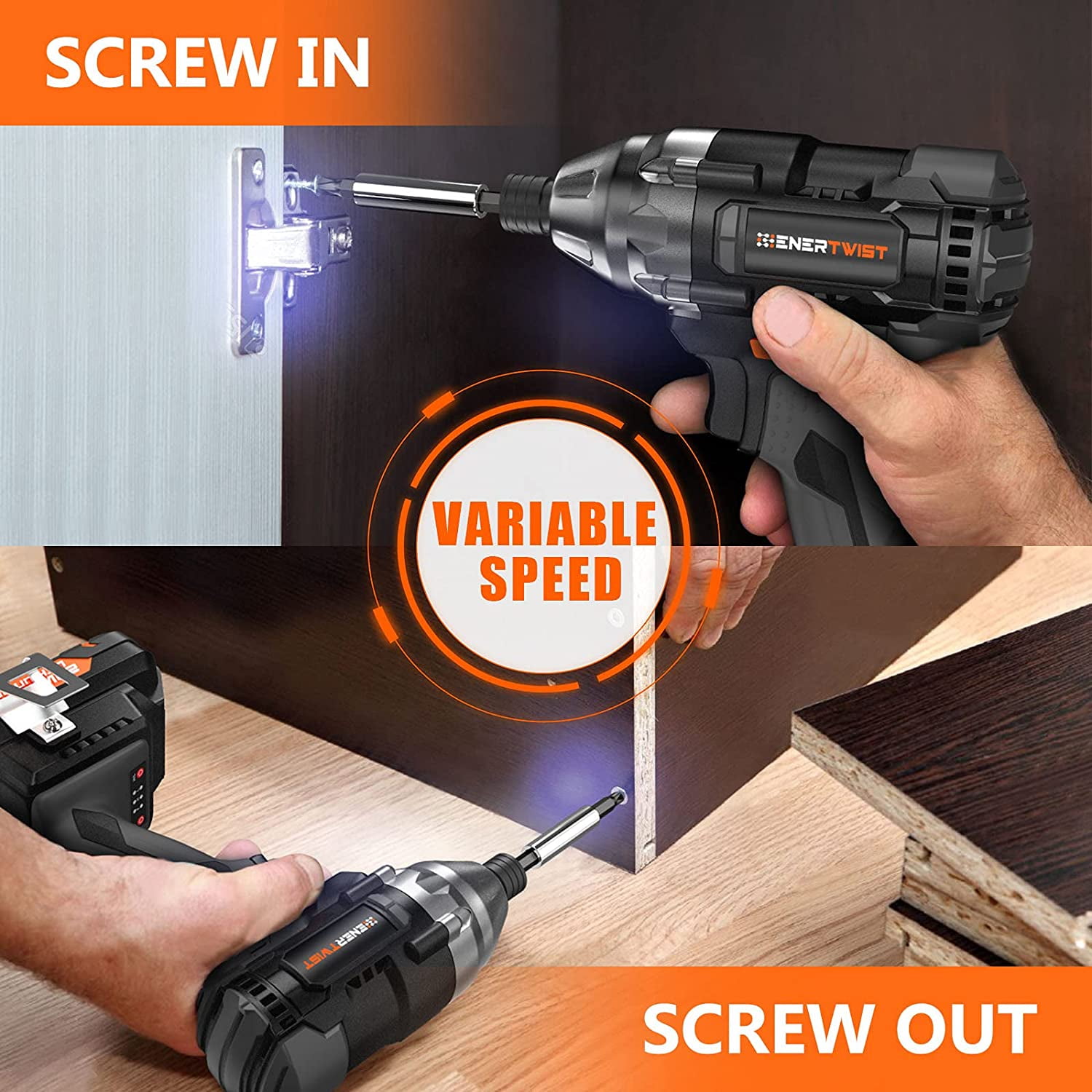 Enertwist 20V Brushless Impact Driver Max to 330NM Cordless Impact Driver 0 2800RPM Variable Speed 1 4 Hex Collet 2.0AH Battery 50Min Fast