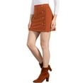 thumbnail image 4 of INSPIRE CHIC Women's Skirt Corduroy High Waist Button Decor A Line Mini Skirt L Orange, 4 of 6