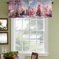 thumbnail image 3 of Pink Christmas Curtain Valances for Windows, Kitchen Valance Window Treatments Panel 2 Pack, Xmas Tree Farmhouse Snowflake Rod Pocket Short Curtains for Bathroom Bedroom 54 x 18 Inch, 3 of 8