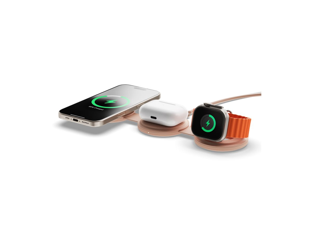 Satechi OntheGo - Wireless charging pad - 3-in-1 - 15 Watt - desert rose