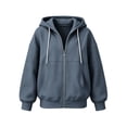 thumbnail image 3 of 2026 Zip Up Hoodies for Women Fall Winter Casual Sweatshirts Zipper Oversized Lightweight Cute Jackets with Pockets, Gray, L, 3 of 6
