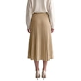 thumbnail image 3 of INSPIRE CHIC Womens Maxi Skirt Pleated Ribbed Knit High Elastic Waist Elegant A Line Swing Stretchy Soft Casual Fall Winter Sweater Skirts Large Khaki, 3 of 6