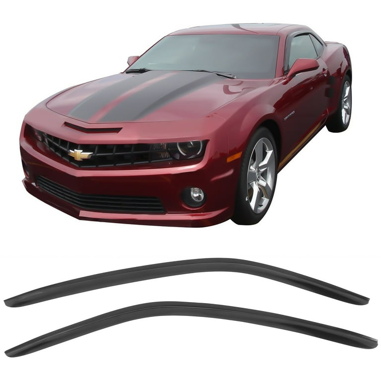 Ikon Motorsports Window Visors Compatible with 2010 2024 Chevy Camaro Coupe Acrylic Side Vent Deflector Rain Guard 2Pc Set Outside Mount