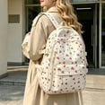 thumbnail image 2 of Cute Strawberry Cherry Floral Women Daypack, Large Capacity Laptop Carry Backpack, Kawaii Printed Travel Rucksack, Adjustable Strap Casual Commute Bag, Outdoor Luggage Pack, 2 of 4