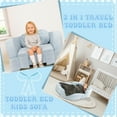 thumbnail image 3 of Coumy Toddler Travel Bed 2-in-1 Kids Sofa Chair with Removable Cover, Soft Foam Portable Foldable Toddler Bed for Travel with Carrying Bag, Blue, 3 of 7