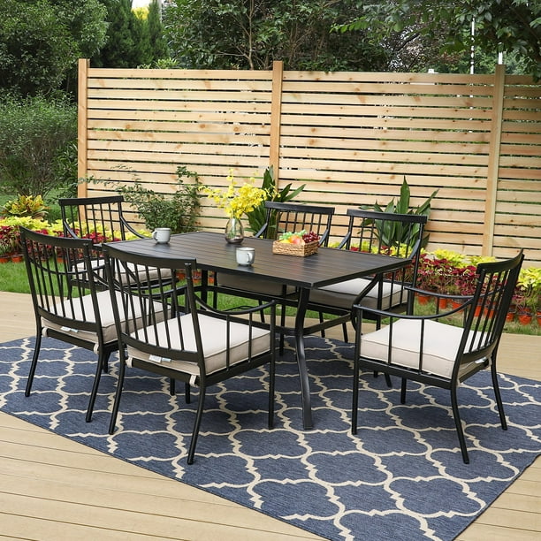 MF Studio 7Piece Outdoor Dining Set Metal Patio Furniture with 6 PCS