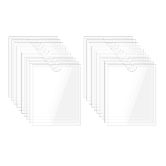 Uxcell 30Pcs Self Adhesive Index Card Pockets with Top Open for Loading, 3.9 x 3.1 Inch Clear Index Card Label Holder Photo Sleeves for Office Home Library Card Storage Bin