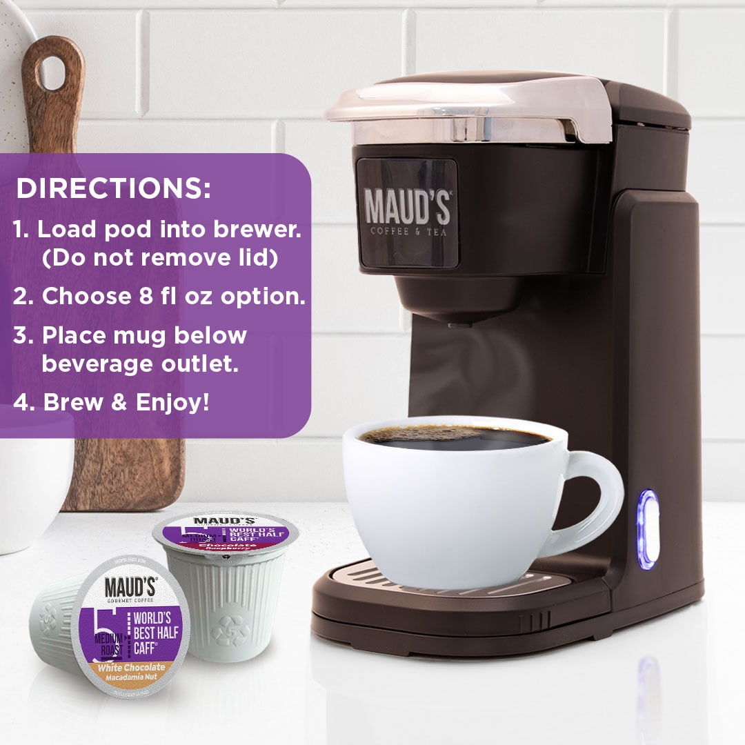 Maud's Half Caff Coffee Pods Variety Pack, 48 ct, 6 Assorted Flavors, Medium Roast Coffee in Single Serve Pods – 100% Arabica Coffee, Compatible with Keurig K Cups Maker