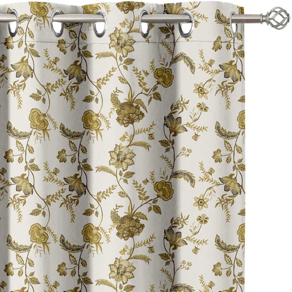 Vargottam Room Darkening Curtains - Vintage Vine Pattern, Set of 2 Panels, 52" x 72" - Grommet-Top Blackout Window/Door Drapes for Bedroom, Nursery & Living Room - Green