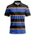 thumbnail image 2 of Men Polo Shirts Golf Striped Short Sleeved Button Up Collared Top Performance Stretch Athletic Regular Breathable Shirts for Men, 2 of 5