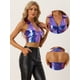 thumbnail image 2 of Corpiño de Color Brillante Metálico para Mujer con Cuello Halter Ajustador sin Mangas con Espalda Descubierta Azul S, 2 of 6