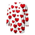 thumbnail image 5 of TrendVibe365 Valentines Day Clothes Ladies Tops and Blouses 3/4 Sleeve Round Neck Polyester Casual Love Heart Printed Lover Gift Blouse Tops for Valentines Gifts Pink XL, 5 of 5