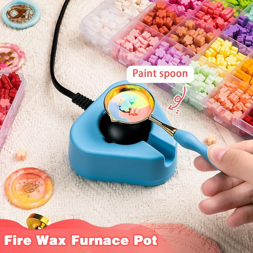 Fire Wax Furnace Pot Warmer Melts Electric Heater Wax Beads Cat Claw Fire  Paint Stove Set Melting Seal Furnace Spoon Set for Wax Seal Stamp 