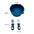 thumbnail image 2 of Vajilla para Bebé, Plato con Divisiones, Plato Hondo y Cubiertos, Plato para Bebé con Cubiertos Match & Enjoy  Vajilla plato hipopótamo, plato hondo cochinito y cubiertos acero inoxidable azul, 2 of 8