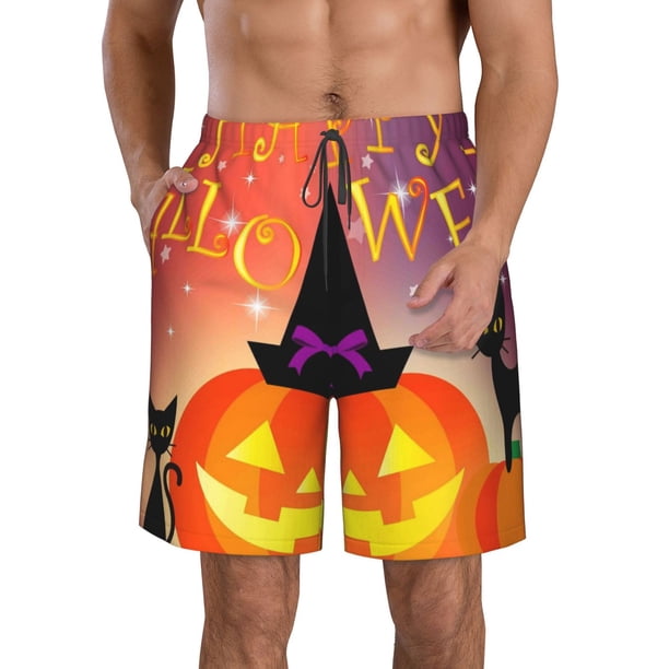 Fotbe Halloween Trajes de Baño Estampados para Hombre, Shorts de Verano de Secado Rápido, Ropa de Playa, Bañadores-Medium